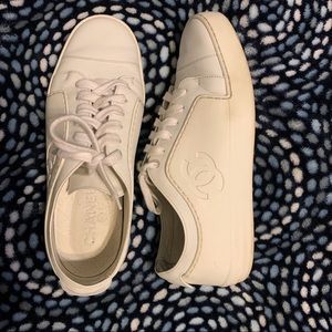 Chanel White Leather Sneakers